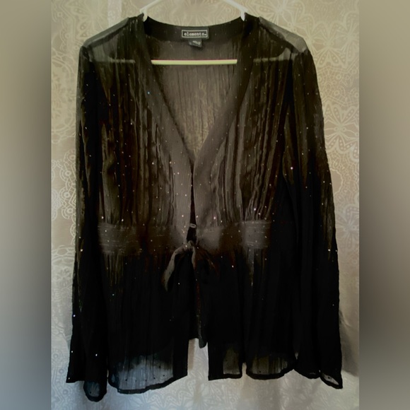Elementz Women’s transparent with sparkles black top Size Large On Sale now 🎁 - Picture 5 of 6
